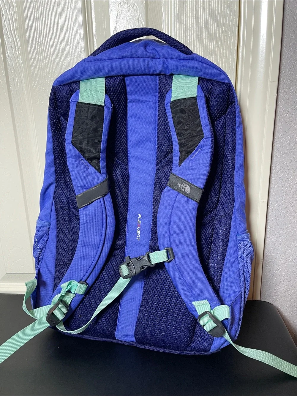 The North Face Blue and Navy Backpack with Mint Accents